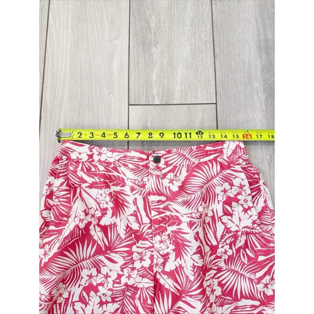 Onia The Calder Swim Trunks Tropical Print Lined Beach Hawaii Pink Size Medium